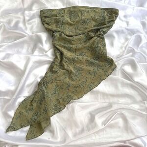 Supre Moss Green Paisley Floral Asymmetrical Handkerchief Tube Top Large
